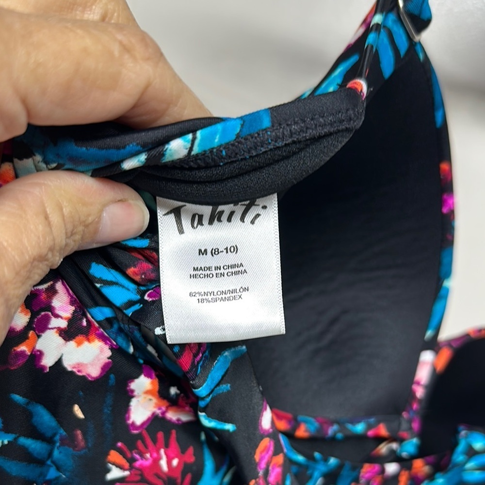 Black and Blue Swim Tankini Top - Picture 4 of 7